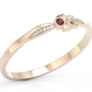Pierścionek motylek z różowego złota z czerwoną cyrkonią BP-89P-R-C