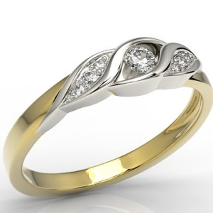 Pierścionek z żółtego i białego złota z diamentami AP-51ZB