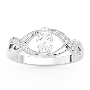 Pierścionek z białego złota z topazem white i brylantami AP-69B