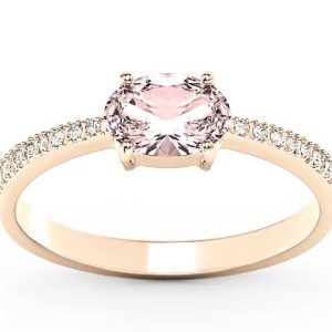 Pierścionek z różowego złota z morganitem i diamentami BP-58P