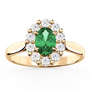 Pierścionek zaręczynowy ze szmaragdem i diamentami BP-57Z