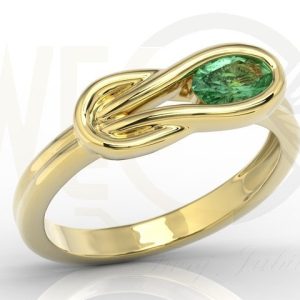 Zestaw: pierścionek, kolczyki i wisiorek z żółtego złota ze szmaragdami BP-69Z-ZESTAW