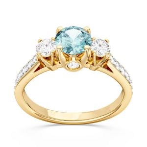 Pierścionek z żółtego złota z topazem i brylantami CP-31Z