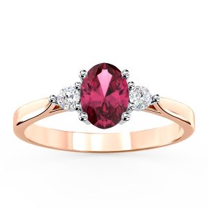 Pierścionek z różowego i białego złota z rubinem i brylantami AP-31PB
