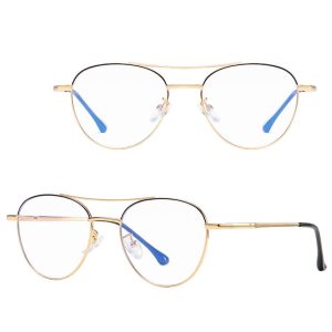 Damskie okulary pilotki zerówki do komputera Blue Light 25167A złote