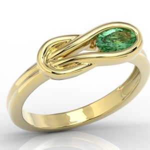 Pierścionek z żółtego złota ze szmaragdem BP-69Z