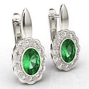 Kolczyki z białego złota ze szmaragdami i diamentami LPK-79B