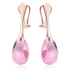 Srebrne klipsy z kryształem Swarovski - 16mm - Light Rose - rose gold