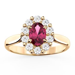 Pierścionek zaręczynowy z rubinem i diamentami BP-57Z