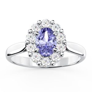 Pierścionek zaręczynowy z tanzanitem i diamentami BP-57B