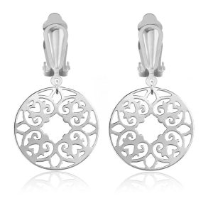 Srebrne klipsy Camille z rozetą