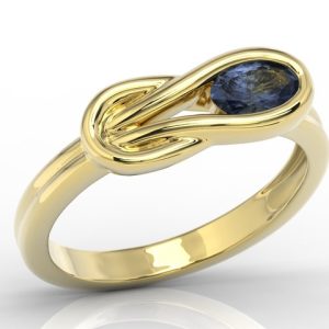 Pierścionek z żółtego złota z szafirem BP-69Z
