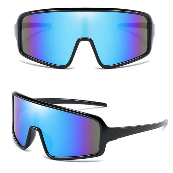 Sportowe okulary przeciwsłoneczne lustrzanki z filtrem UV400 STS-01A czarny/niebieski