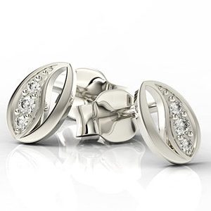 Kolczyki ziarenka kawy z białego złota z diamentami LPK-85B