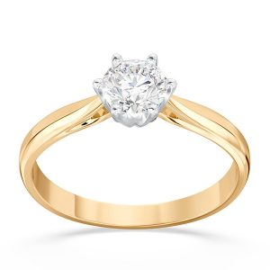 Pierścionek z brylantem certyfikowanym 0,50ct F/VVS1 z żółtego i białego złota AP-6650ZB