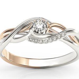 Pierścionek z białego i różowego złota z białym szafirem i brylantami BP-71BP