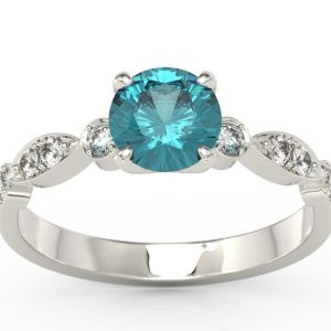 Śliczny Pierścionek wykonany z białego złota z zirconem i cyrkoniami BP-9380B-C