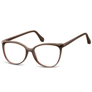 Damskie okulary optyczne zerówki kocie oczy Sunoptic CP116C ciemnobrązowe
