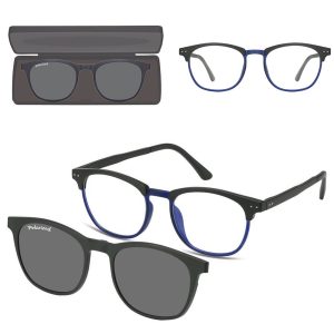 Okulary pod korekcję z polaryzacyjną nakładką przeciwsłoneczną na magnes CLIP-M-TRC297A-1 czarny/granat