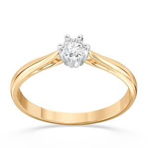 Pierścionek z żółtego i białego złota z białym szafirem AP-6610ZB