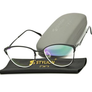 Damskie kocie okulary zerówki z antyrefleksem ST317 moc: 0.00 czarne ze skazą