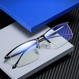 Żyłkowe okulary do komputera męskie TV smartfona BLUE LIGHT zerówki czarne 2597A