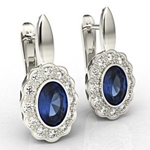 Kolczyki z białego złota z szafirami i diamentami LPK-79B