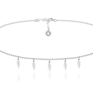 Naszyjnik Jaelle - Choker łańczuszek z piórkami