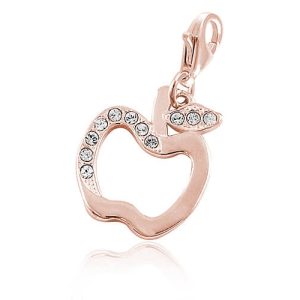 Srebrna zawieszka CHARMS - Jabłuszko z kryształkami - rose gold