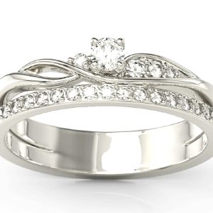 Pierścionek z białego złota z brylantami BP-77B