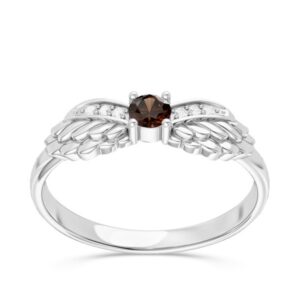 Pierścionek z białego złota z granatem i brylantami CP-62B