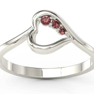 Pierścionek z białego złota z granatami BP-82B