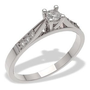 Pierścionek z białego złota z brylantami LP-2914B