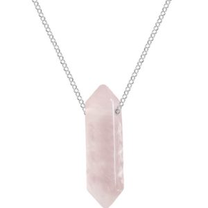 Srebrny naszyjnik łańcuszek z różowym Kryształem Górskim - duży