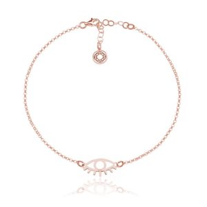 Bransoletka srebrna Oona z okiem - rose gold