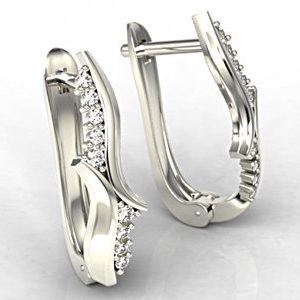 Kolczyki z białego złota z diamentami LPK-76B