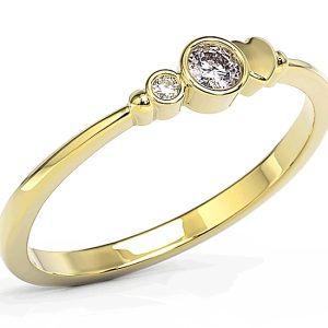 Pierścionek z żółtego złota z cyrkoniami lavendową i białą Swarovski BP-6811Z-C