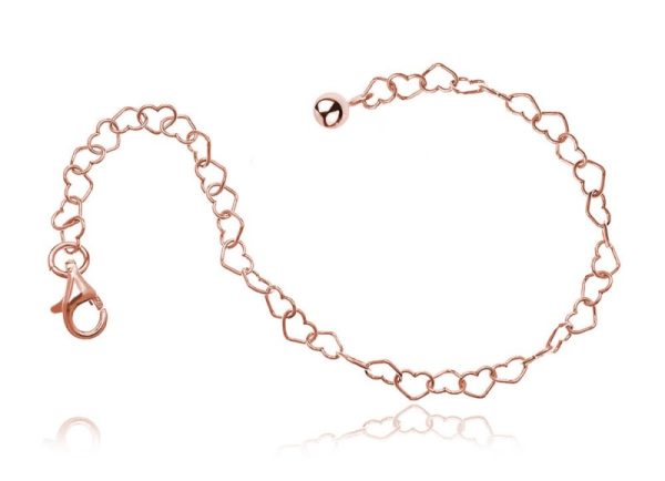 Srebrna bransoletka splot serca - rose gold