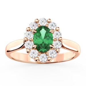 Pierścionek zaręczynowy ze szmaragdem i diamentami BP-57P
