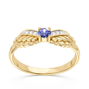 Pierścionek z żółtego złota z tanzanitem i brylantami CP-62Z