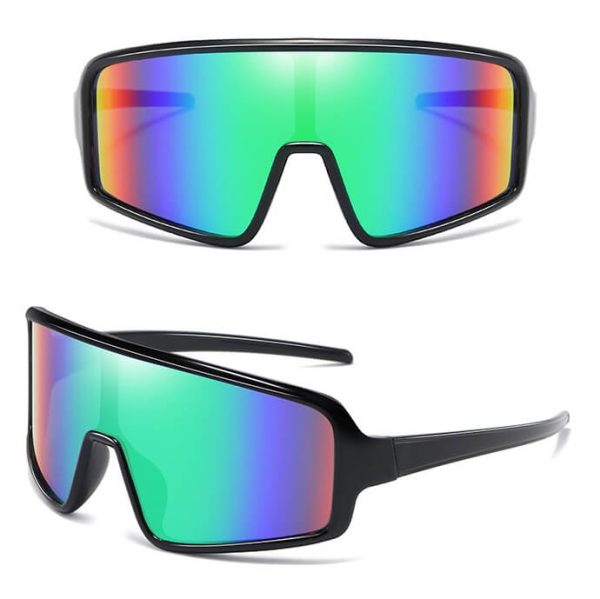 Sportowe okulary przeciwsłoneczne lustrzanki z filtrem UV400 STS-01C czarny/zielony