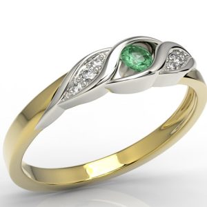 Pierścionek z żółtego i białego złota ze szmaragdem i diamentami AP-51ZB