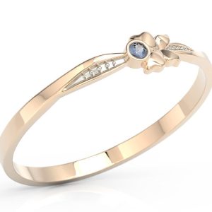 Pierścionek motylek z różowego złota z niebieską cyrkonią BP-89P-R-C