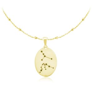 Naszyjnik srebrny dwa znaki zodiaku - grawer - łańcuszek kulki - 24k złocenie