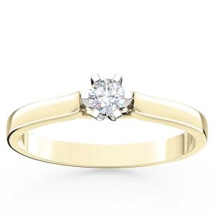 Pierścionek zaręczynowy z żółtego i białego złota z brylantem LP-8016ZB