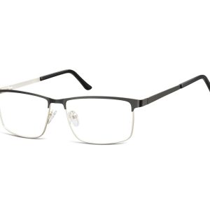 Okulary zerówki korekcyjne Nerd Prostokątne Flex 910A czarno-srebrne