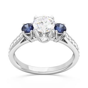 Pierścionek z białego złota z szafirami i brylantami CP-31B