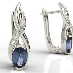 Kolczyki z białego złota z szafirami i brylantami APK-69B