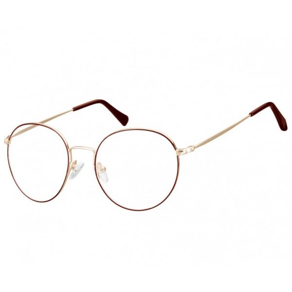 Okulary Lenonki okrągłe Oprawki optyczne 915G złoto-czerwone