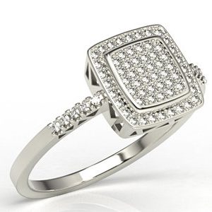 Pierścionek z białego złota z brylantami LP-64B